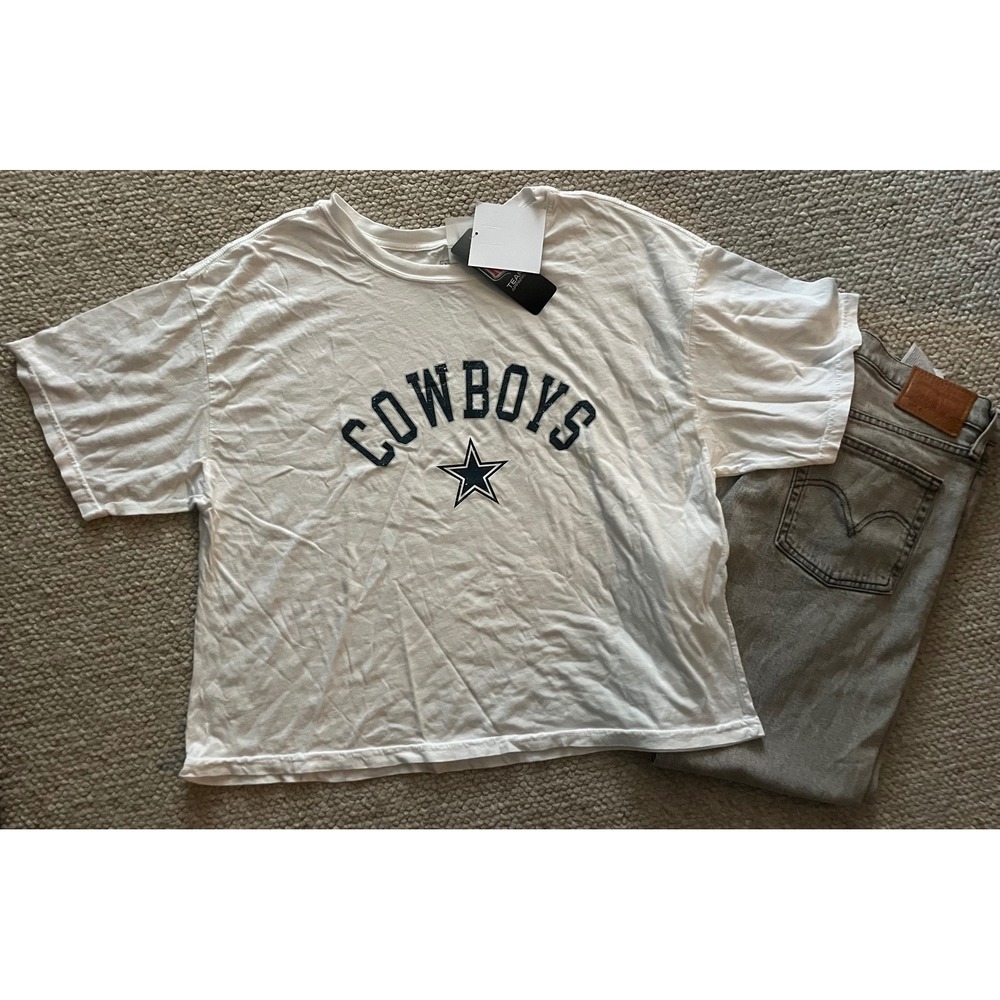 Gameday Couture Dallas Cowboys Women White Cropped Graphic T-Shirt Large NWT
